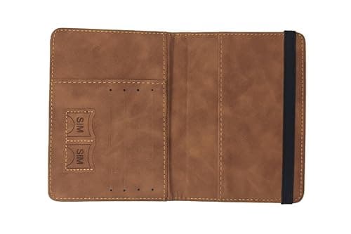 Voyana RFID Blocking Passport Holder, PU Leather Travel Wallet for Men and Women, Slim Cover for Passport, Boarding Pass, Credit Cards and Cash (Brown) — view 2