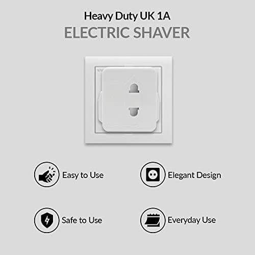 5 pack Heavy Duty White UK Shaver Adapter Plug 1A Fused – 2 Pin to 3 Pin Adapter for Electric Toothbrush & Razor, Portable Bathroom Plug Converter — view 4