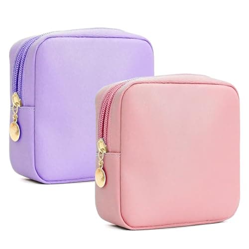 Small Makeup Bag, 2PCS Travel Toiletry Bag, Pink, Purple