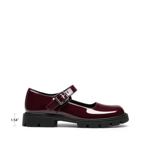 DREAM PAIRS Women's Chunky Mary Jane Flats,Burgundy,5.5 — view 3