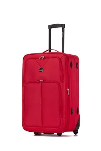 ATX Luggage 26” Medium Suitcase Expandable Durable Lightweight Suitcase with 2 Wheels & Built-in 3 Digit Combination Lock (Red, 79 Liter)