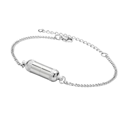 Unisex Adjustable Stainless Steel with Hidden Pills Compartment Geometric Design 16.5cm Stainless Steel Geometric Featuring Removable Holder for Travel Adjustable Chain — view 3