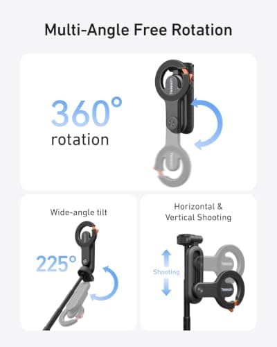 TELESIN Magnetic Mini Phone Camera Grip with Selfie Stick Tripod — view 6
