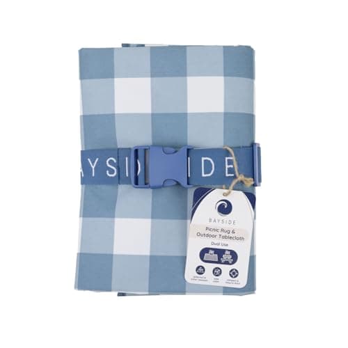 BAYSIDE Blue Pool Picnic Blanket, 145 x 145cm Water Resistant, Picnic Rug & Outdoor Tablecloth Dual Use Foldable Compact Travel Blanket, Easy to Wipe Clean.