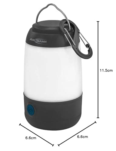 ANSMANN LED Camping Lamp with Handle [Black] Robust & Water Proof 220 Lumens Camping Lantern with 360° Beam, Portable with 3 Lighting Options & Includes 3 x AAA Batteries - 3 Yr Warranty — view 3