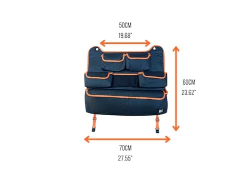 OLPRO Rear Double Car Seat Organiser – Orange – Back Seat Storage with Closable Pockets, Mesh Panel & Easy Install – Car Seat Organiser for Kids, Long Journeys, Vans, Motorhomes — view 5