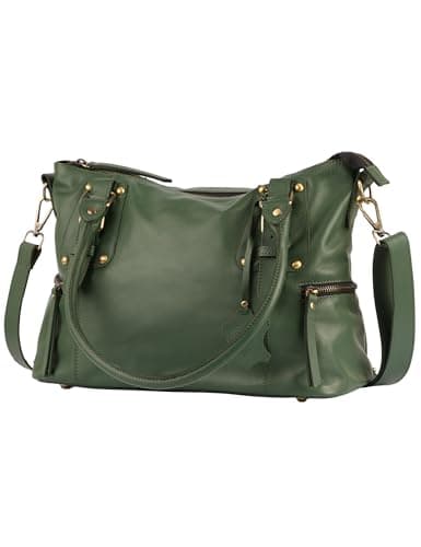 Full Grain Real Leather Handbag for Women, Shoulder Bag, Sage Green