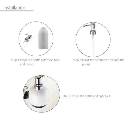 Garneck Lotion Dispenser Pump Travel Bottle Pump Stainless Steel with Plastic Components Silver for Dispensing Soap and Lotions Suitable for Hand Soap and Moisturiser — view 2