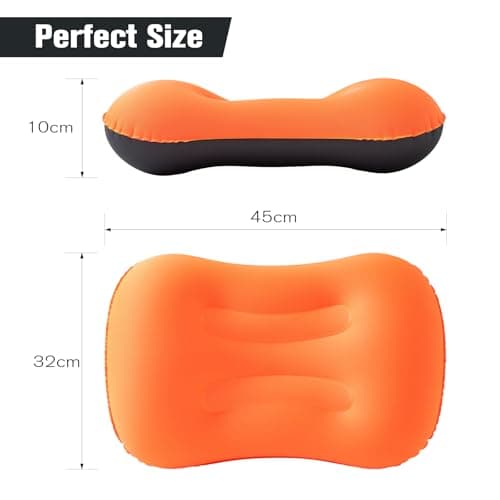 JetsCush Camping Pillow Inflatable Lightweight Travel Pillow Orange — view 6
