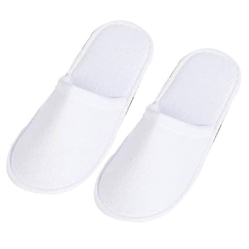 New UK One Size 5 Pairs Hotel Slippers Disposable Closed Toe Spa Slippers for Women Men Flat White House Shoes Washable Slipper for Spa Guest Travel Red — view 5