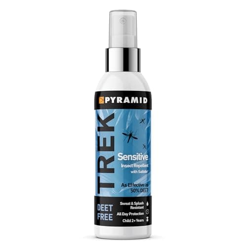 Pyramid Trek Insect Repellent Spray for Sensitive Skin - 100ml DEET Free Mosquito Repellent with Saltidin - Non-Greasy, Sweat & Splash Resistant - Up to 12hrs Protection & Suitable for Kids 2+ Years