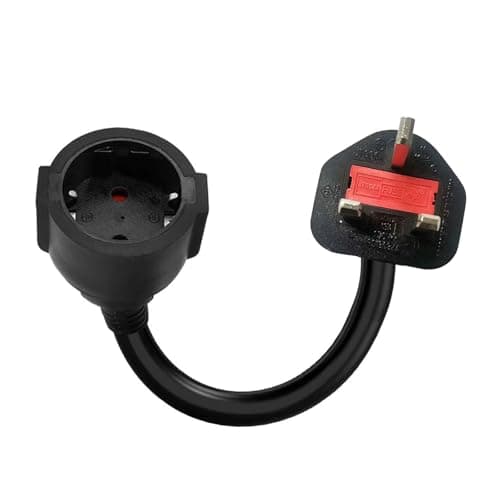 Btstil European to UK Plug Adaptor, EU to UK Plug Adapter 2 Pin To 3 Pin Plug Adapter, Travel Power Cable Socket Converter, CEE Adapter 32A Plug to 16A Socket, 3x1.5mm² cable