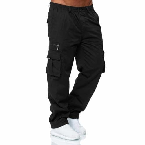 Jenck Hiking Walking Trousers Quick Dry Travel Cargo Pants with 7 Pockets (UK, Alpha, M, Regular, Regular, Black)