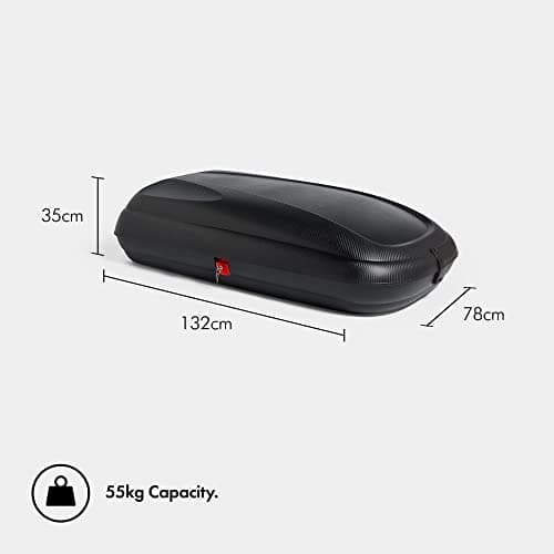 VonHaus Car Roof Box – Hard Rooftop Carrier Storage for Camping, Tents, Bags, Luggage – 320L Capacity Roofbox, Weather Resistant, Carbon Fibre Effect Finish, Central Locking System, Fits Most Cars — view 5