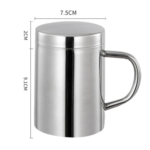 SOLUSTRE Stainless Steel Insulated Mug with Handle, Double-Layer Thermal Travel Cup with Flat Base, Practical and Design for Making Tea and Office Use — view 2