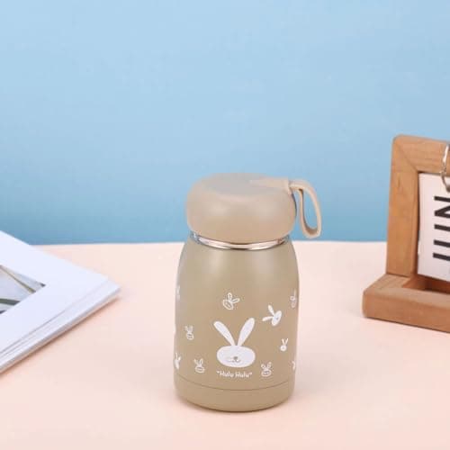Mini Insulated Bottle Reusable Coffee Cups Cute Rabbit Water Bottle Flask for Hot Or Cold Drinks Small Size Travel Mug with Handle Stainless Steel Double Walled Insulated Tumbler — view 2