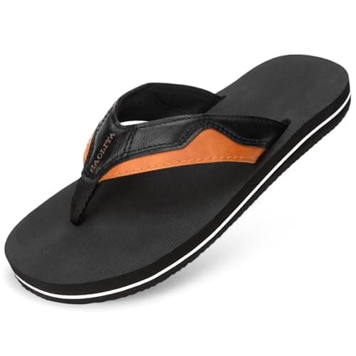 HAOLIRA Flip Flops Men Arch Support Summer Beach Travel Orthotic Walking Thong Sandals Non Slip Lightweight Comfortable Outdoor Pool Shoes UK Size 8-13 (04 Tawny/Black 41/US 7)