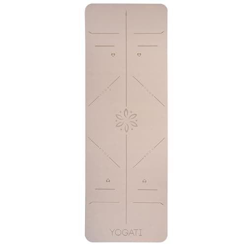 YOGATI Yoga Mat with Alignment Lines. Yoga Mats with carry strap perfect for Pilates and Fitness Workout, Eco Friendly Non Slip Thick Yoga Mats for women and men - Yoga Matt. (Brown) — view 3