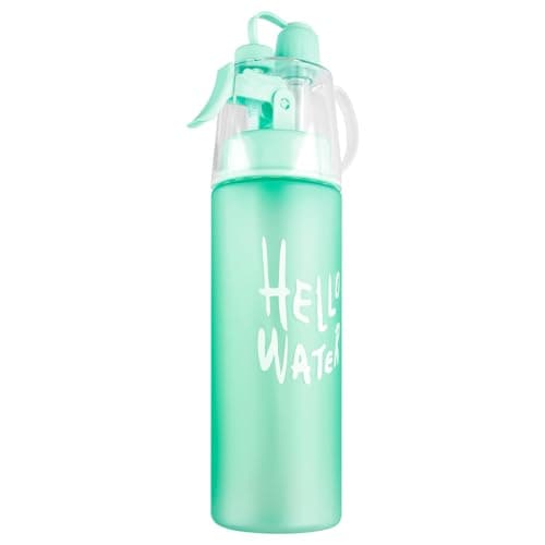 wellrun 580ML Sports Water Bottle with Spray Mist,Portable Leakproof Multi-Function Hydration Drinking Bottle for Outdoor,Fitness,Cycling, Climbing,Hiking,Flip Straw(Matte Blue)