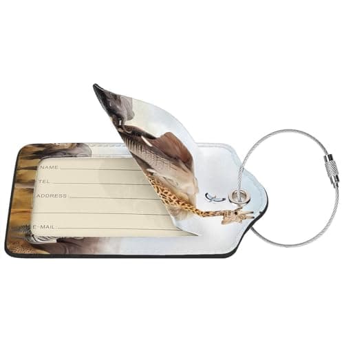 Animal Safari Patterned Leather Luggage Tag with Name Id Tag and Stainless Steel Ring for Women Men Luggage Handbags 1 Pcs — view 2