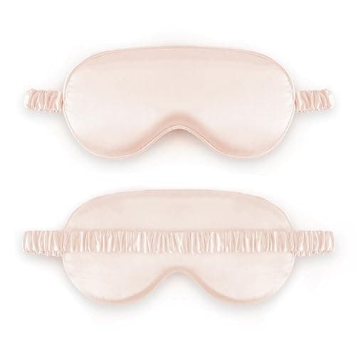 Sleep Mask for Adults - Satin Eye Mask for Night Sleep, Travel & Nap - Super Soft, Blackout, Anti-Allergy Eye Cover for Women & Men (Light Pink)