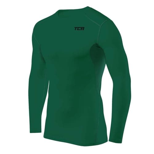 TCA Boys' HyperFusion Compression Base Layer Top Long Sleeve Under Shirt - Crew Neck - Cadmium Green, 8-10 Years