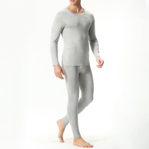 Men's Thermal Underwear Set Fleece Lined Base Layer,Winter Warm Long Sleeve T Shirts and Pants for Cold Weather Protection with Comfort Stretch Fit and Moisture Wicking (Grey, XXL) — view 4