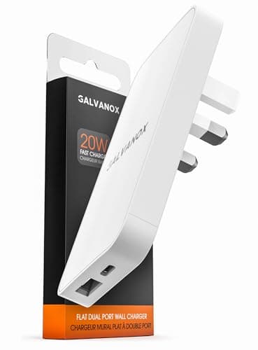 Galvanox Flat USB-C Charger Wall Block, Ultra-Slim Multi Port UK Power Plug, Type C Fast-Charging for iPhone 17/16/15/14 Pro Max, Samsung Galaxy Mobile Phones, Dual-Port Outlet Travel Adapter, 20W — view 5