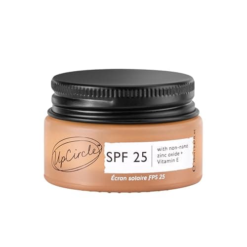 UpCircle Mini Travel Size SPF 25 Mineral Sunscreen 20ml -Reef-Safe, Non-Nano Zinc Oxide and Lightweight-Raspberry Seed Oil Defends Against Free Radicals + Glycerin To Plump Skin, Vegan + Cruelty-Free