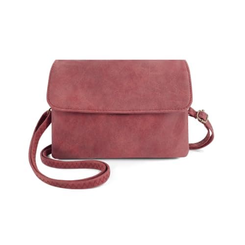 Energather Women's Cross-Body Bags, PU Leather Cross Body Bags for Women and Girls, Mini Crossbody Bags Small Shoulder Bag with Detachable Shoulder Strap for Travel, Work, Shopping (Maroon)