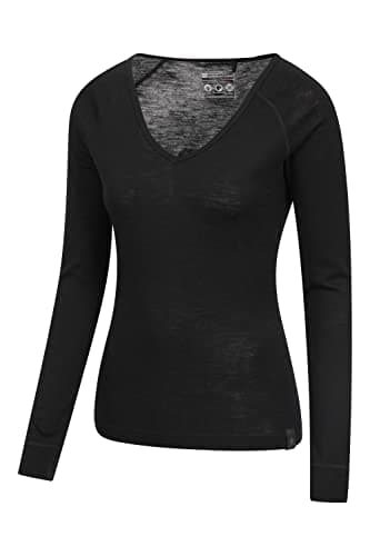 Mountain Warehouse Merino Womens Thermal Baselayer Top - Lightweight, Antibacterial & Breathable Ladies T Shirt - for Winter Travel, Hiking, Camping, Skiing, Snowboard Black 18 — view 6