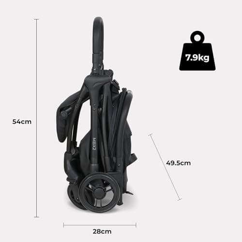 My Babiie MBX2 Compact Stroller – from Birth to 22kg, Foldable, Lightweight, Travel Buggy for Toddlers, Pushchair with UPF50+ Sun Canopy - Black — view 4