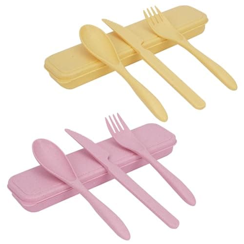 Zoyiancy 2Pcs Cutlery Set, Reusable Travel Fork Knife Spoon Set