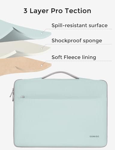 DOMISO 17 inch Laptop Sleeve Protective Case Cover Compatible with 17-17.3 inch HP Dell ASUS Lenovo Chromebook,Waterproof Computer Cases Bag with Handle,Mint Green — view 6