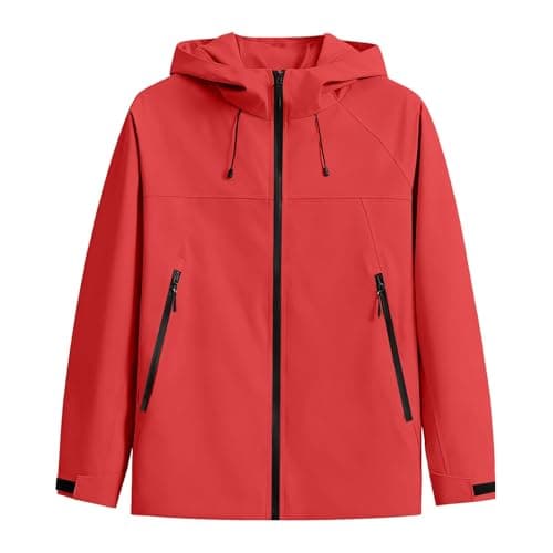 Anbiryeik Waterproof Jackets Mens Windproof Hooded Raincoat Lightweight Packable Softshell Jacket Fast Dry Breathable Summer Windbreaker Pullover Top for Running Cycling Climbing Walking Red 3XL — view 2