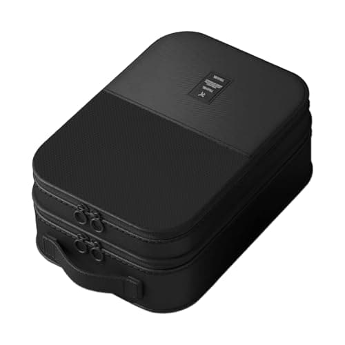 Shoe Travel Bag, Waterproof Sneaker Case, Portable Shoes Box, Hard Shell Outer Zip System, Soft Outer Zip Closure, Soft Cushion Handle Strap, Men Women, black, see description, See