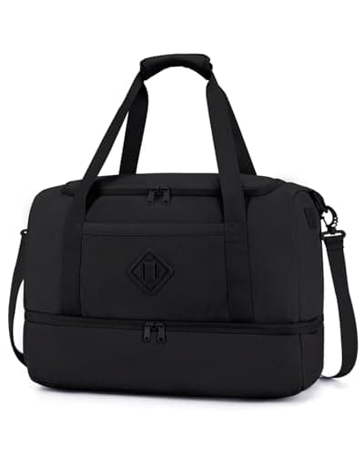 WANDF EasyJet Cabin Bag 45x36x20 - Underseat Travel Duffel with Shoe Compartment, USB Charging Port & Wet Pocket, Carry On Luggage for Overnight Weekend Gym for Women Men (Black)
