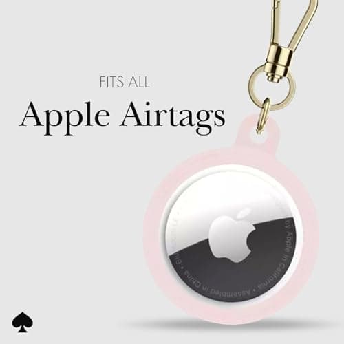 kate spade new york AirTag Holder with Gold Ring Clip - Protective Case for Apple AirTag - Hollyhock Cream — view 5