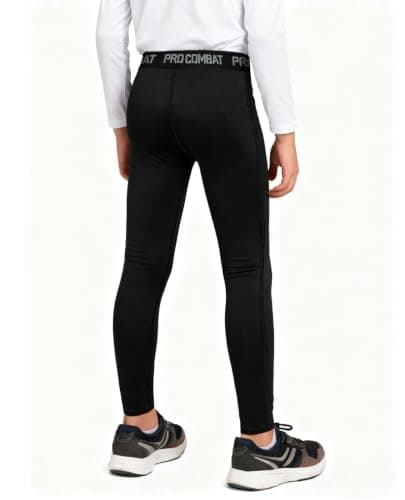 ANGEL CITIZ Boys Football Base Layer Sports Compression Pants Youth Workout Running Leggings Thermal Tights Quick Dry — view 2