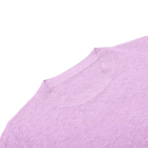 Women's Wool Base Layer Shirt Crew Neck Long Sleeve Travel Hiking T-Shirt Pullover, Light purple, S — view 5