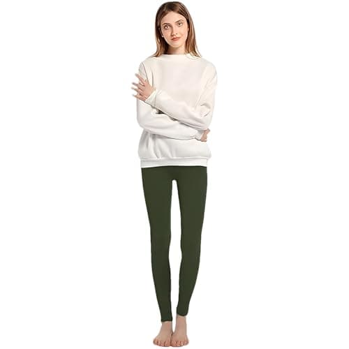 Jamron Women's Fleece Lined High Waist Leggings Winter Thermal Leggings Trousers Yoga Pants Army Green SN0711181 S/M — view 5