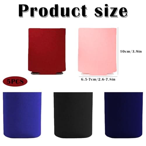 5 Pack Beer Cooler Sleeve, Insulated Can Coolers for Beer Bottles and Cans, Non-Slip Design in Navy Blue Red Black Dark Blue Pink, Ideal for Bars Outdoor Events and Celebrations — view 2