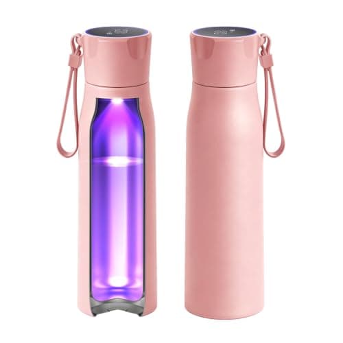 Insulated Stainless Steel Water Bottle with UV Sterilization & Hydration Reminder, USB-C Rechargeable, BPA-Free&Leak-Proof Smart Self-Cleaning Water Bottle, Ideal for Office, Travel and Gifts, Pink