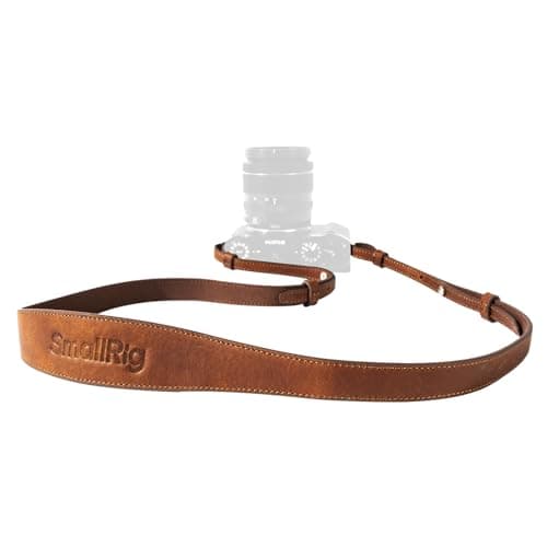 SMALLRIG Universal Leather Camera Shoulder Strap for DSLR Camera, Adjustable 100 to 110cm (39 to 43in), Max Load 10kg (22lb), Ergonomic Shoulder Support for Travel/Vlogging (Brown) - 5209