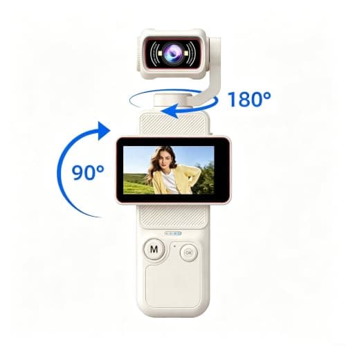 Linhexis 1080P Vlogging Camera with 180° Auto-Rotating Lens(White) — view 4
