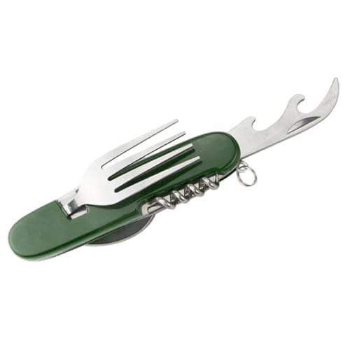 FUZVOL Folding Camping Cutlery Set Stainless Steel Portable Utensil 6 in 1 Multitool Outdoor Tableware for Travel, Hiking, Picnic,Black — view 6