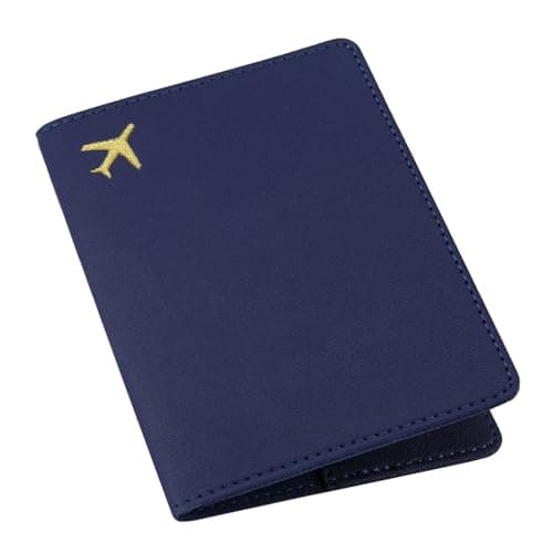 ILIYAH PU Leather Passport Holder Cover for Women Men Credit Cards Boarding Passes Travel Wallet Case(Navy)