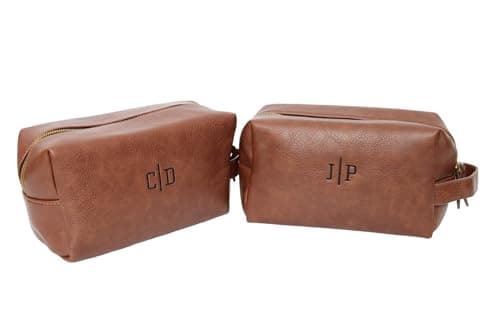 ZOEEDEN Personalised Travel Bag SET | Holdall Carry On Weekender Bag | Overnight Travel Duffel Bags for Men and Women | Wash bag and Travel for travel (Brown SET) 2 initials — view 6