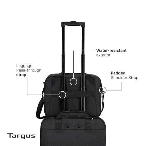 Targus 15–16 Inch Classic EcoSmart Laptop Briefcase – Slim Water-Resistant Laptop Bag with Padded Sleeve, Anti-Theft Zips, Shoulder Strap & Trolley Strap, Eco-Friendly Work Bag, Black (CN415GL) — view 3