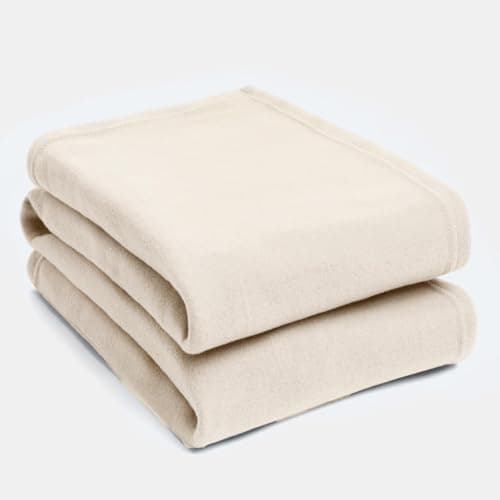 Dreamscene 10 x Plain Fleece Blankets Wholesale, Soft Cosy Warm Throws for Sofas Bed Couch Settee Blanket Multipack Joblot Travel Garden Blanket Single Bed Throw, Natural - 120 x 150cm